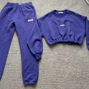 Purple Waffle Knit Tracksuit Set
